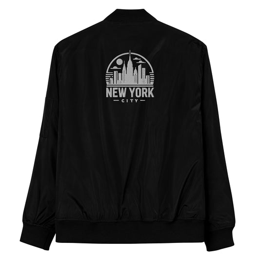 Sustainable Bomber Jacket with New York Skyline Symbol